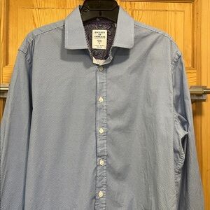 Society Of Threads Patterned Blue Button Down Shirt Sz L